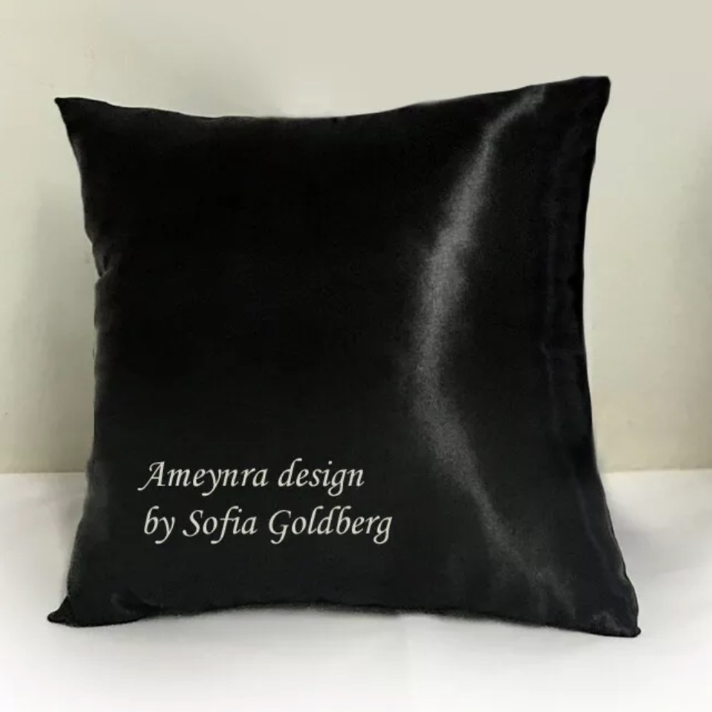 Black Satin Decorative Pillow 13 x 13 (Square) New